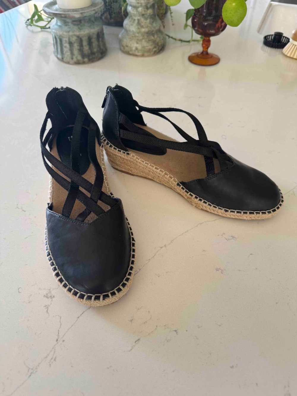 Kenneth Cole Reaction Elastic Wedge Espadrille Sz 7.5